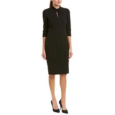 Imagem de Donna Morgan Vestido feminino de crepe elástico manga 3/4 com decote torcido, Preto, 38
