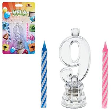 Imagem de Vela Para Festas nº 9 acrílica Com Luz De Led Com as Velas