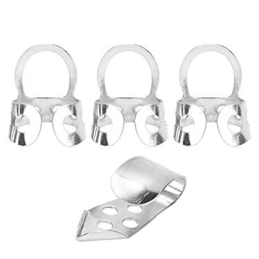 Imagem de Palhetas de dedo, palhetas de metal ajustáveis para guitarra, 3 peças de dedo indicador + 1 peça de palhetas de polegar para banjo, guitarra e ukulele para iniciantes, profissionais (prata)