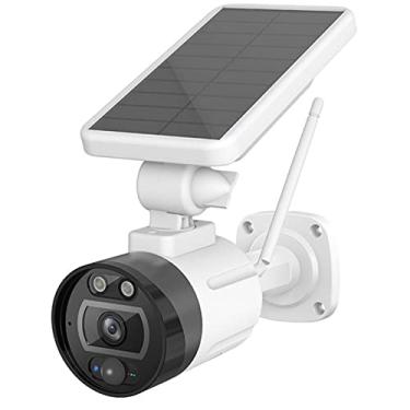 Imagem de Câmera de segurança solar externa sem fio WiFi, câmera de segurança doméstica alimentada por bateria recarregável com visão noturna, detecção de movimento humano, IP66 à prova d'água