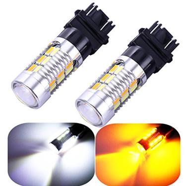 Imagem de 3157 3057 3357 4157 lâmpadas LED interruptor âmbar branco amarelo 22 SMD com projetor, para soquete padrão, não CK, par de 2