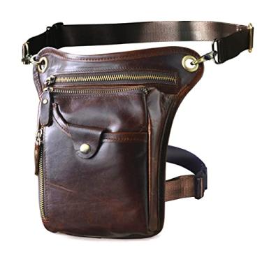 Imagem de Le'aokuu Bolsa masculina de couro genuíno para atividades ao ar livre, esportiva, cintura alta, quadril, mensageiro, ombro caído, coxa, bolsas para mulheres (211-5 0 marrom escuro), 211-5 marrom 2, 15