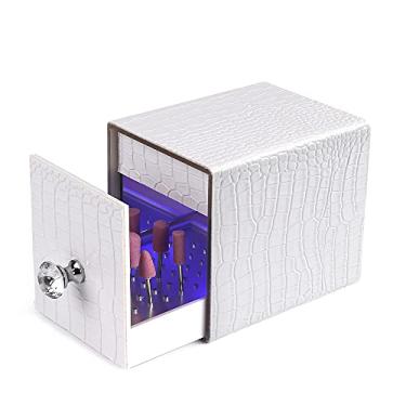 Imagem de Yokilly Suporte de brocas de unhas, caixa de luz UV azul para moagem de cabeças suporte à prova de poeira expositor acrílico 48 furos organizadores de salão de unhas ferramentas de manicure com carregamento USB (não inclui brocas)