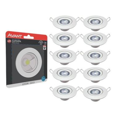 Imagem de Kit 10 Spot 7w 4000K Led Direcional Embutir Gesso Teto Avant