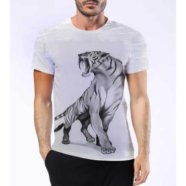 Imagem de Camisa Camiseta Tigre Dente De Sabre Smilodon Extinto Hd 10 - Estilo K