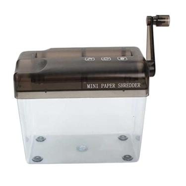 Imagem de SM SunniMix Triturador de proteção confidencial listras manual compacto manivela de mão corte reto para escritório doméstico ferramenta de corte de papel escolar