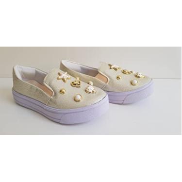 Imagem de Tênis Slip On Infantil Feminino Enfeite Joaninha Estrela Coração (Dourado, br_footwear_size_system, big_kid, numeric, numeric_29)