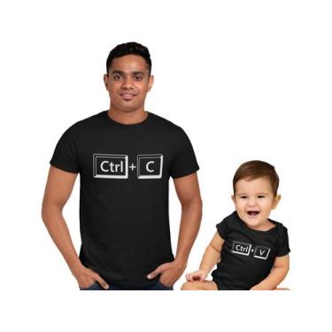 Imagem de Kit Camiseta Body Bebe Ctrl C Ctrl V Dia Dos Pais Tal Pai Tal Filho Pr