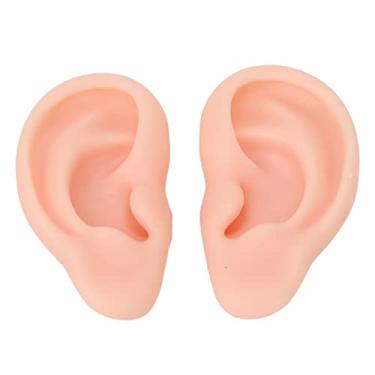 Imagem de 1 par de modelos de orelha de silicone macio e flexível simulação de orelha para brincos, para exibição de orelha, exercícios de piercing (cor de pele clara)