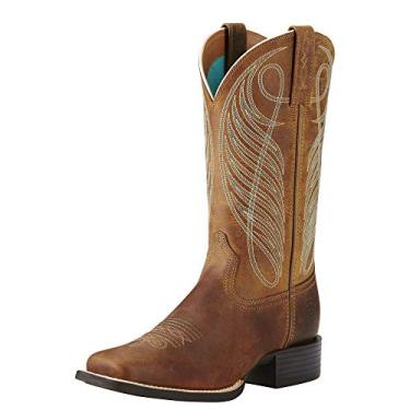 Imagem de ARIAT Bota feminina redonda cowgirl bico quadrado marrom, Marrom em pó, 7.5 Big Kid