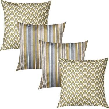 Imagem de Kit 4 Capas de Almofadas Áustria Geométrico e Listrado Sued Premium 45x45cm
