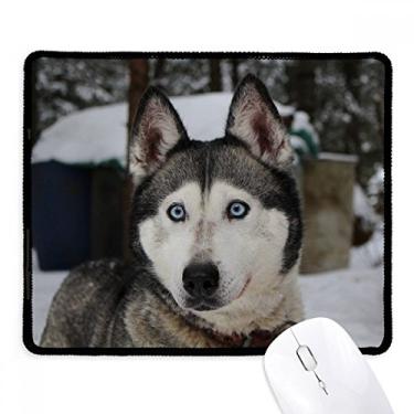 Imagem de Mousepad para fotografia Dog Animal Snow Husky Tapete de borracha para jogos
