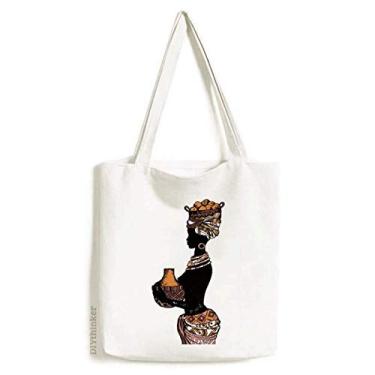 Imagem de Bolsa de lona preta africana primitiva aborígene bolsa de compras casual