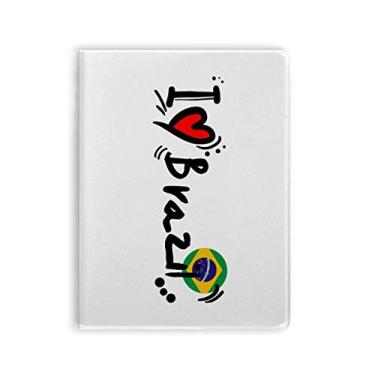 Imagem de Caderno de ilustração de coração I Love Brazil com a palavra "Love Brazil", capa de goma