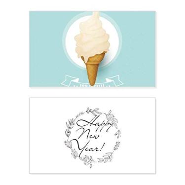 Imagem de White Cream picolés sorvete cones de ano novo festival cartão felicitações mensagem presente