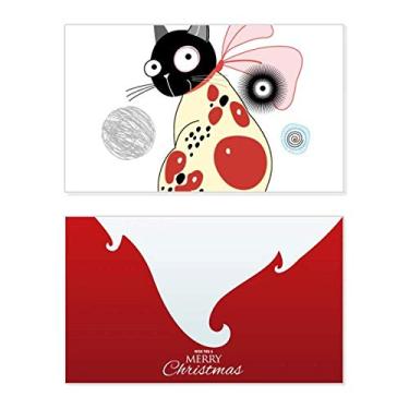 Imagem de Animal Pet Lover Fofo Gato Feriado Feliz Natal Cartão de Parabéns Mensagem com Letras de Natal