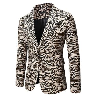 Imagem de Jaqueta Blazer Masculina, Blazer de Casamento Vestido de Um Botão Terno Jaqueta Slim Fit Lapela Counter Coat, A, 3GG (Busto: 125CM)