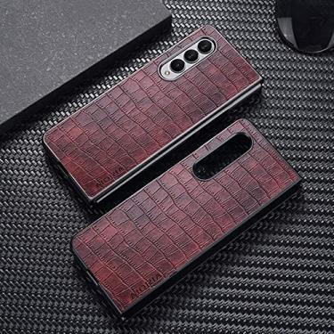 Imagem de Capa de couro de crocodilo de luxo para Samsung Galaxy Z Fold 4 Fold 3 5G Capa protetora para samsung galaxy z fold 4 capa slim fit, café, para Samsung Z Fold 4