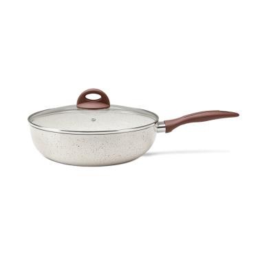 Imagem de Wok Com Tampa E Fundo De Indução Ceramic Life Brinox Granada Ø 28 cm Vanilla