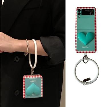 Imagem de Anel Pulseira Solid Lattice 3D Love Heart Case para Samsung Galaxy Z flip4 Z Flip 3 4 5G Z Flip3 Zflip3 Cover,A,For Samsung Z Flip 3