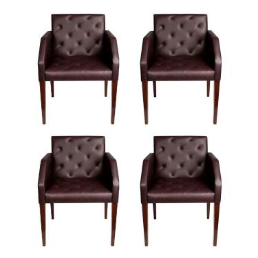 Imagem de Kit 4 Poltronas Nina Costura Capitonê - Marrom