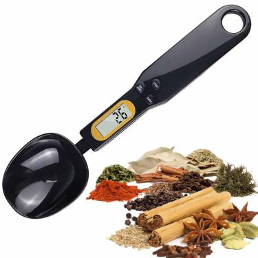 Imagem de Colher Balança Digital Dosadora LCD Medidor Tempero Graos Cozinha Cocçao Preparaçao Comida Nutricionista