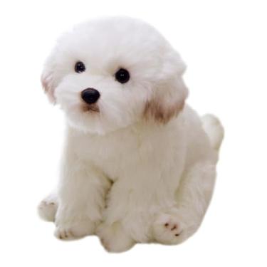Imagem de NAMOARLY brinquedo de pelúcia animal brinquedos presente de férias para crianças adorável cachorrinho de pelúcia cão de pelúcia simulação cachorro bebê cão maltês filho branco