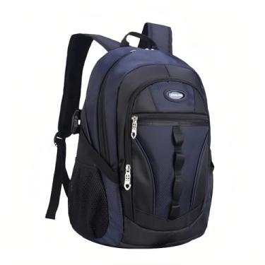Imagem de Adanina Mochila escolar básica para adolescentes, mochila de dia casual, mochila impermeável para viagem, mochila para escola primária, Laptop, Deep Blue, Medium