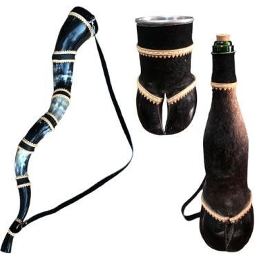 Imagem de Kit Copo Pé De Bezerro + Berrante 5 Chifres Grande+ Garrafa
