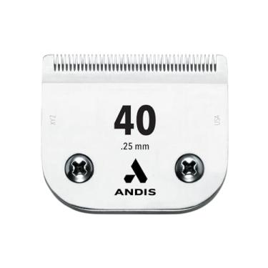 Imagem de Andis - 64076, lâmina de cortador de cachorro com super bloqueio de borda – construída com aço com infusão de carbono, bordas afiadas com zero lacunas, tamanho 40, remove pelos de 1/100 polegadas – para cuidados de todo o corpo, cromado