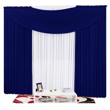 Imagem de Cortina Em Malha Com Bando 3,00M X 2,50M - Azul Royal