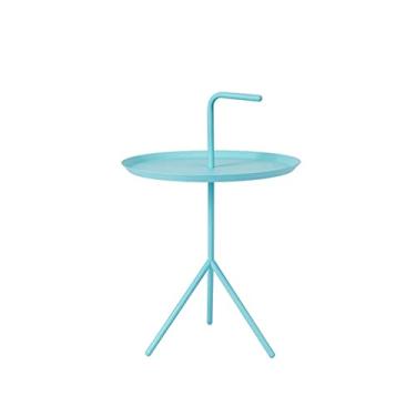 Imagem de Mesa de sala de estar mesa lateral mesa de canto mesa de chá ferro forjado pequena mesa de centro sofá mesa lateral (cor: azul) hopeful