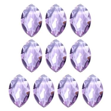 Imagem de PATIKIL K9 Pingentes de cristal contas ovais, pacote com 10 peças de prismas de lustre de 38 mm, contas penduradas, lâmpada DIY para decoração de artesanato, roxo claro