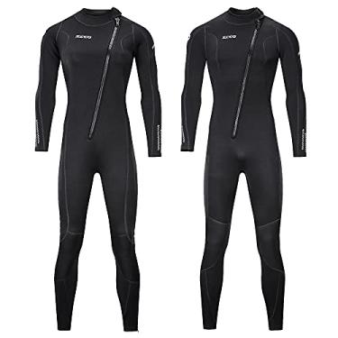 Imagem de Roupa de mergulho de neoprene ultraelástico de 3 mm ZCCO Roupa de mergulho de corpo inteiro com zíper frontal, peça única para homens, mergulho com snorkel, natação, surfe (masculino, PP)