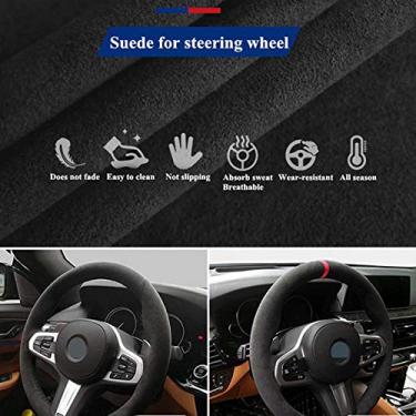 Imagem de MIVLA Capa de volante de carro DIY camurça de couro preto macio, apto para Renault Megane 3 (Coupe) RS 2010 2011 2012 2013 2014 2015 2016