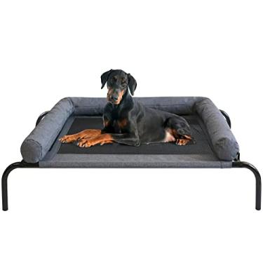 Imagem de PETIME Cama de almofada elevada refrescante para cães pequenos, rede portátil para ambientes internos e externos, estrutura com malha respirável e reforços removíveis (106 cm)