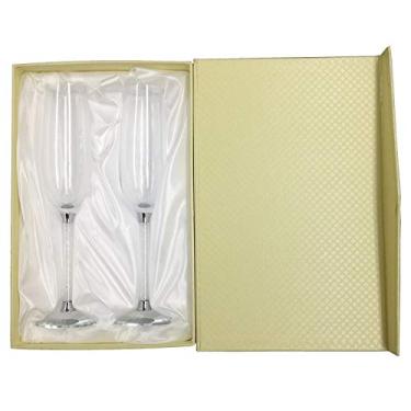 Imagem de Amlong Crystal Champagne Flutes, sem chumbo, Clear, Diamond Stem 2pc, 2