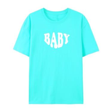 Imagem de Camiseta masculina e feminina engraçada com estampa gráfica bebê, Azul brilhante, 4G