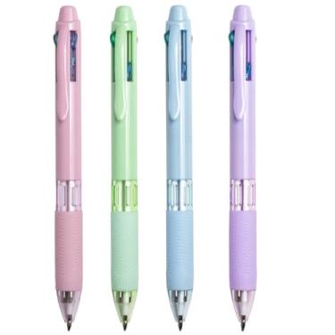 Imagem de Idcrea 4 canetas esferográficas coloridas de 0,7 mm, ponta fina, 4 cores em uma caneta multicolorida para agenda, agenda, anotações, organização, pacote com 4