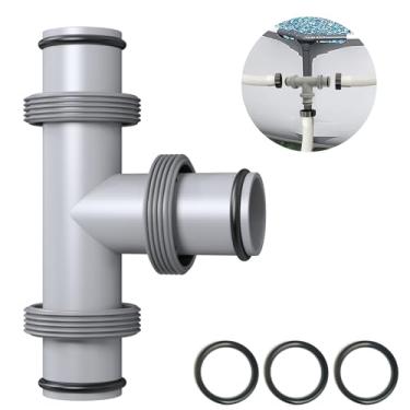 Imagem de Nomanak Conector de mangueira de bomba de filtro - Adaptador de junta T de 3,8 cm a 3,8 cm para piscinas acima do solo, conector de mangueira de piscina de 3 portas com 3 anéis de vedação de borracha