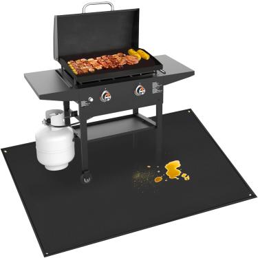 Imagem de TOHONFOO Tapete de grelha de 178 x 122 cm para chapa Blackstone 71 cm e 91 cm - Tapetes de churrasco à prova de fogo para grelhar para proteger o deck, pátio, pavimentadoras - Tapete de chapa