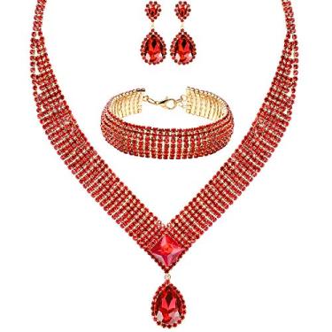 Imagem de M Miraculous Garden, pacote com 2 – 4 unidades de cristal, strass, tiara de coroa, elos, pulseiras, brincos pendentes, conjunto de joias para mulheres e meninas