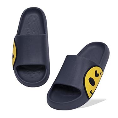 Imagem de Sandálias para meninas e meninos, chinelos masculinos para mulheres, antiderrapante em EVA para uso interno e externo, chinelos infantis com rosto sorridente, bico aberto, spa, piscina, academia,