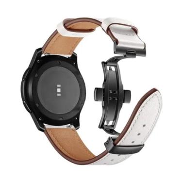 Imagem de Pulseira 22mm Couro Fecho Borboleta Preto LTIMPORTS, compativel com Galaxy Watch 3 45mm - Galaxy Watch 46mm Sm-R800 - Gear S3 Frontier - Gtr 2/3/4 (Branco)