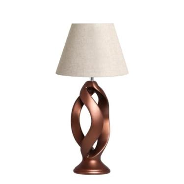 Imagem de Abajur Grego com Cúpula Tecido Iluminação Em Cerâmica Café