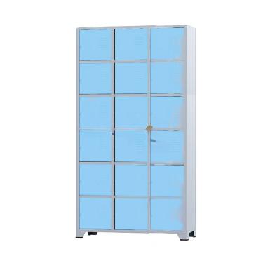 Imagem de Armário Roupeiro De Aço 18 Portas Para Vestiário Academia Locker Azul Claro com Chave
