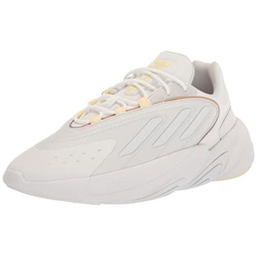 Imagem de adidas Originals Tênis infantil unissex Ozelia, Branco/Cristal Branco/Quase Amarelo, 5 Big Kid