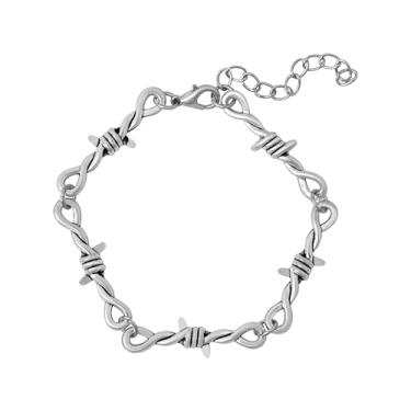 Imagem de HAQUIL Pulseira de corrente de espinhos de arame farpado gótico punk gótico, hip hop, rock, legal, ajustável, joia para mulheres e homens, Adjustable, Liga de aço, Sem Pedra Preciosa