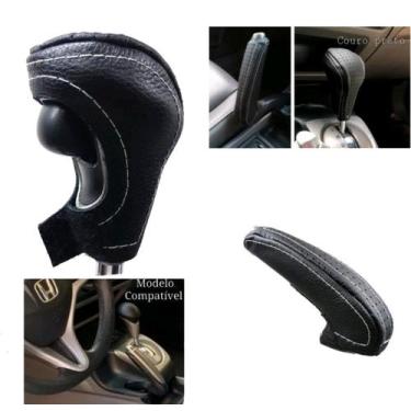 Imagem de Capa Protetora couro Manopla de câmbio Automático + Freio de mão Honda