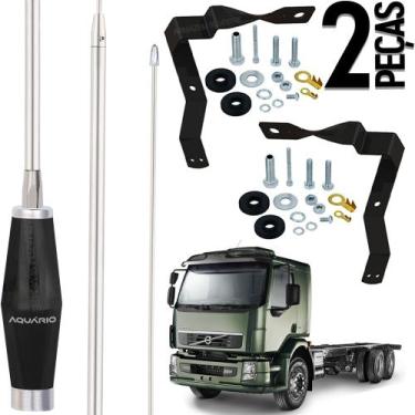 Imagem de 2 Antena Mini Maria Mole Inox Px 1,40m Alongador 60cm Suporte Dianteir